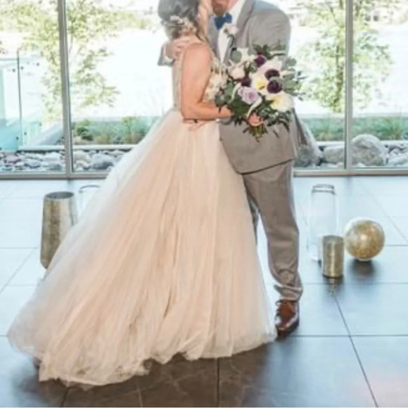 Lazaro Wedding Dress Style 3712 by JLM Couture Blush street size 2/4 - Picture 2 of 7